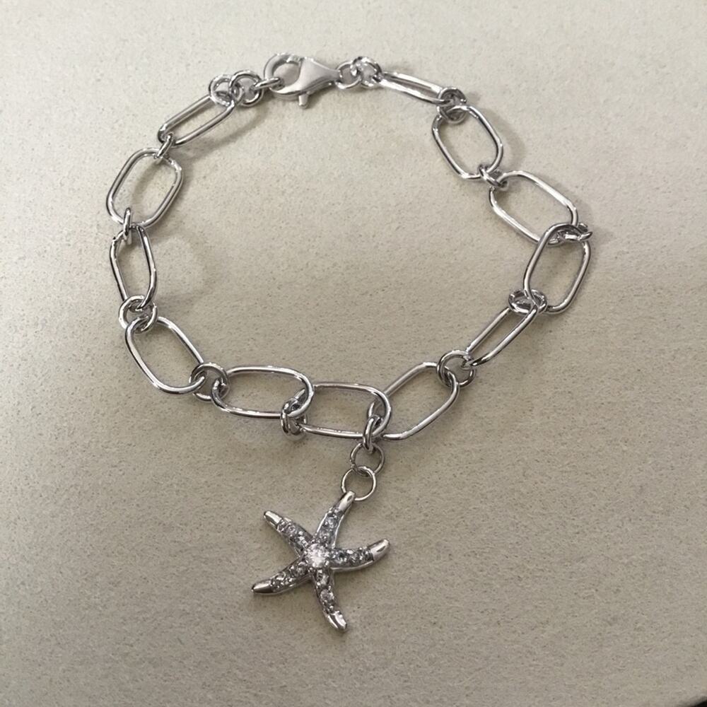 Silver Classic Multi-Chain with Starfish Bracelet